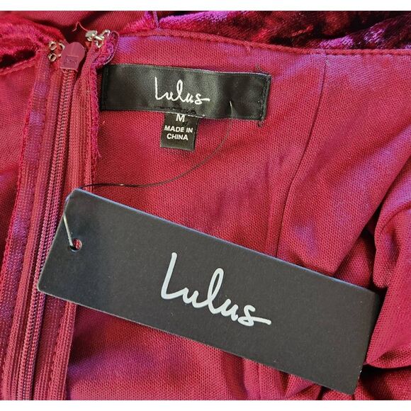 Lulus Certified Icon Burgundy Crushed Velvet One Shoulder Jumpsuit Size Medium N - Picture 6 of 7